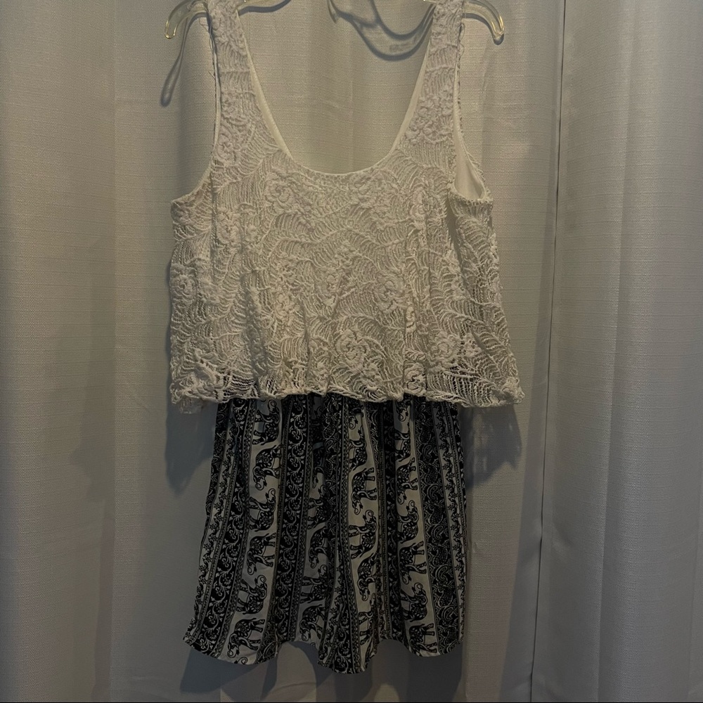 Persaya Elephant White Crochet Lace Romper
